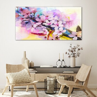 Floral explosion of colors Glass Wall Art