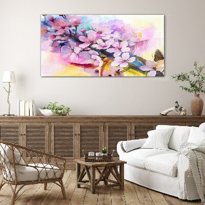 Floral explosion of colors Glass Wall Art