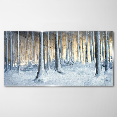 Winter forest in the morning Glass Wall Art