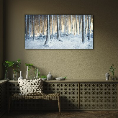 Winter forest in the morning Glass Wall Art