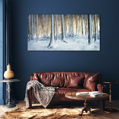 Winter forest in the morning Glass Wall Art