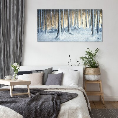 Winter forest in the morning Glass Wall Art