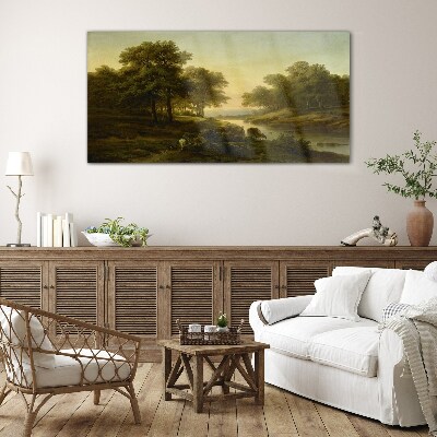 A peaceful rural landscape Glass Wall Art