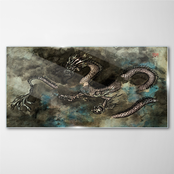 Dragon in the clouds Glass Wall Art
