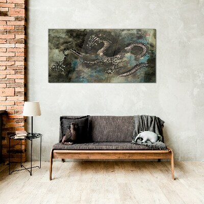 Dragon in the clouds Glass Wall Art