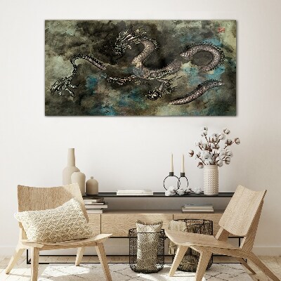 Dragon in the clouds Glass Wall Art