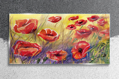 Red poppies against the sun Glass Print