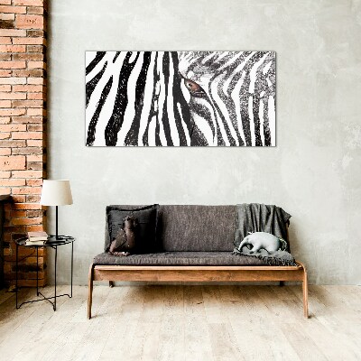 Zebra in monochrome style Glass Print