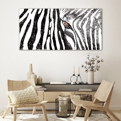 Zebra in monochrome style Glass Print