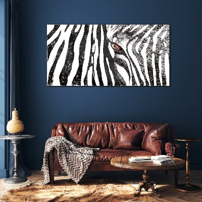 Zebra in monochrome style Glass Print