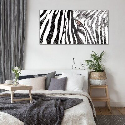Zebra in monochrome style Glass Print