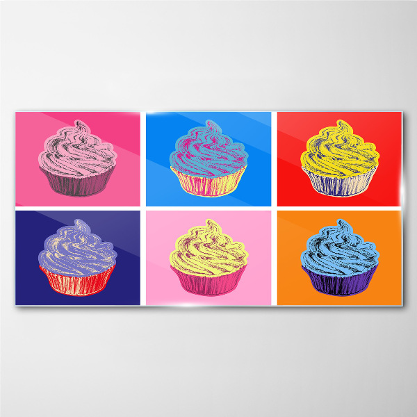 Colorful pop art muffins Glass Wall Art