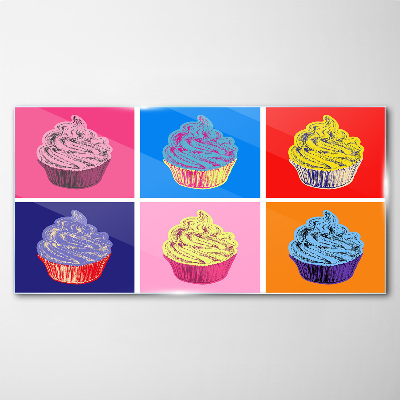 Colorful pop art muffins Glass Wall Art