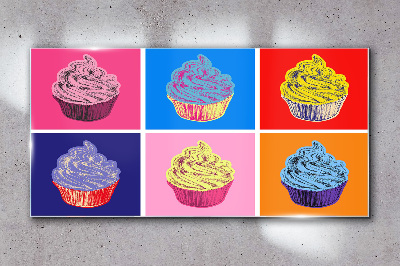 Colorful pop art muffins Glass Wall Art
