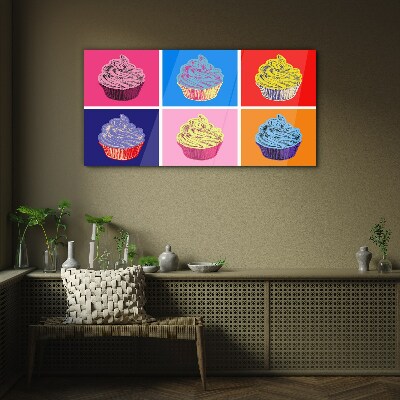 Colorful pop art muffins Glass Wall Art