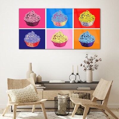 Colorful pop art muffins Glass Wall Art