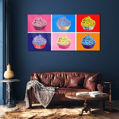 Colorful pop art muffins Glass Wall Art