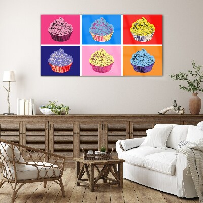 Colorful pop art muffins Glass Wall Art