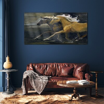 Running horses Glass Wall Art