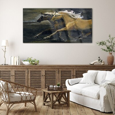 Running horses Glass Wall Art