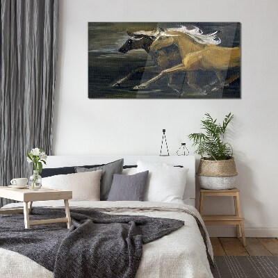 Running horses Glass Wall Art
