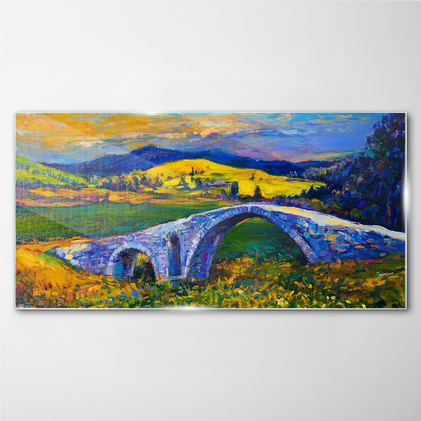 Rainbow bridge in a picturesque landscape Glass Wall Art