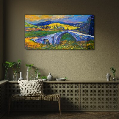 Rainbow bridge in a picturesque landscape Glass Wall Art