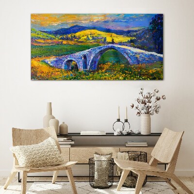 Rainbow bridge in a picturesque landscape Glass Wall Art