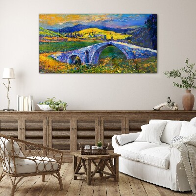 Rainbow bridge in a picturesque landscape Glass Wall Art