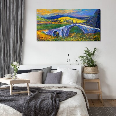 Rainbow bridge in a picturesque landscape Glass Wall Art