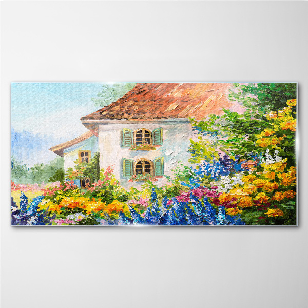 Flower landscape in the sunlight Glass Wall Art