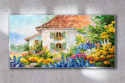 Flower landscape in the sunlight Glass Wall Art