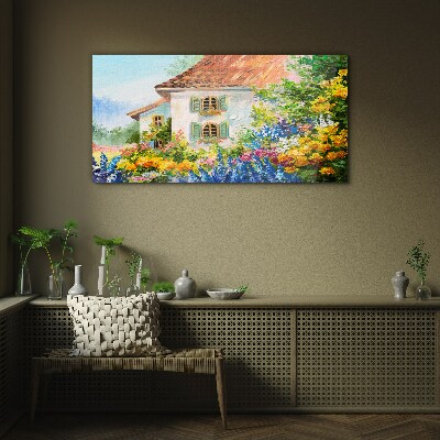 Flower landscape in the sunlight Glass Wall Art