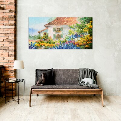 Flower landscape in the sunlight Glass Wall Art