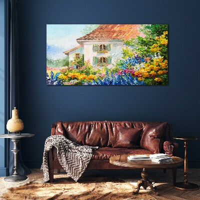 Flower landscape in the sunlight Glass Wall Art