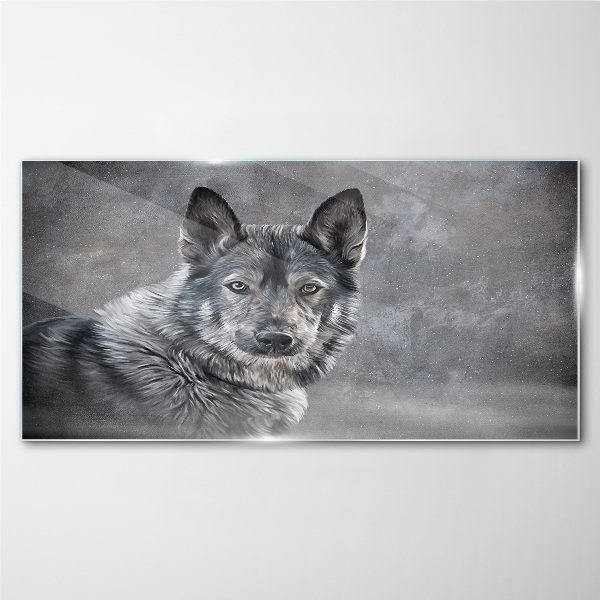 Portrait of a gray dog Glass Wall Art
