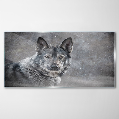 Portrait of a gray dog Glass Wall Art