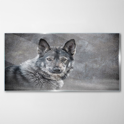 Winter snow animal wolf dog Glass Wall Art