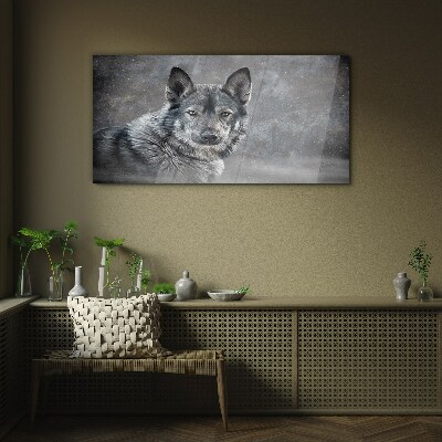 Portrait of a gray dog Glass Wall Art