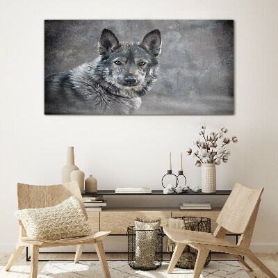 Portrait of a gray dog Glass Wall Art