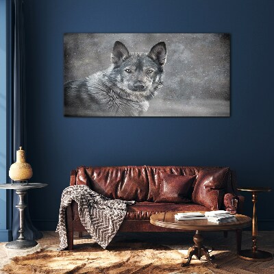 Portrait of a gray dog Glass Wall Art