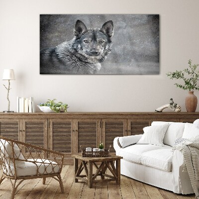 Portrait of a gray dog Glass Wall Art