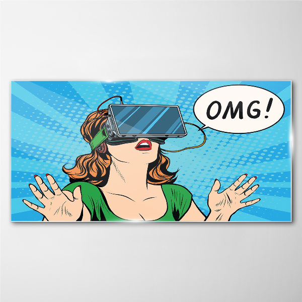 Surprise in virtual reality Glass Wall Art