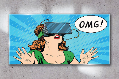 Surprise in virtual reality Glass Wall Art