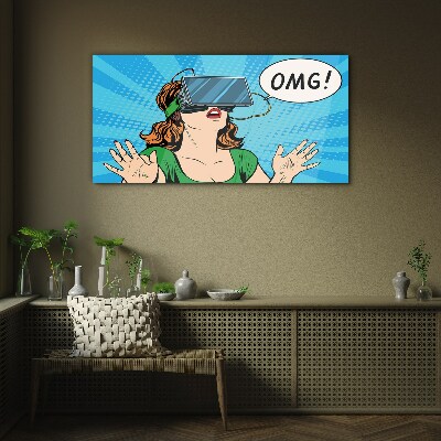 Surprise in virtual reality Glass Wall Art