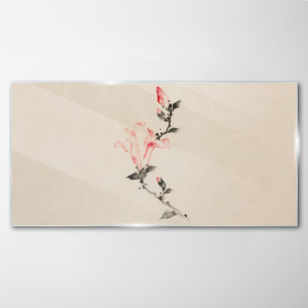 Floral minimalism in delicate shades Glass Wall Art