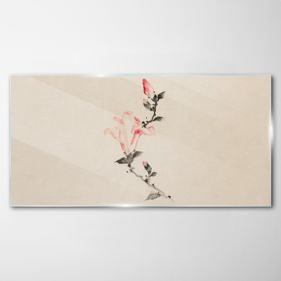 Floral minimalism in delicate shades Glass Wall Art