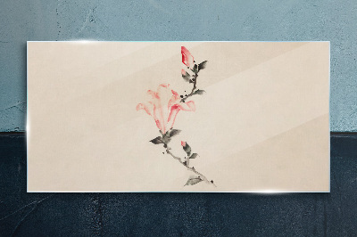 Floral minimalism in delicate shades Glass Wall Art