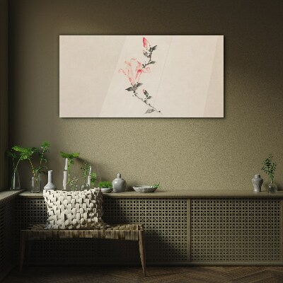 Floral minimalism in delicate shades Glass Wall Art