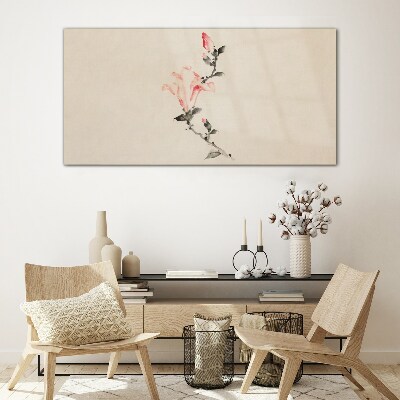 Floral minimalism in delicate shades Glass Wall Art
